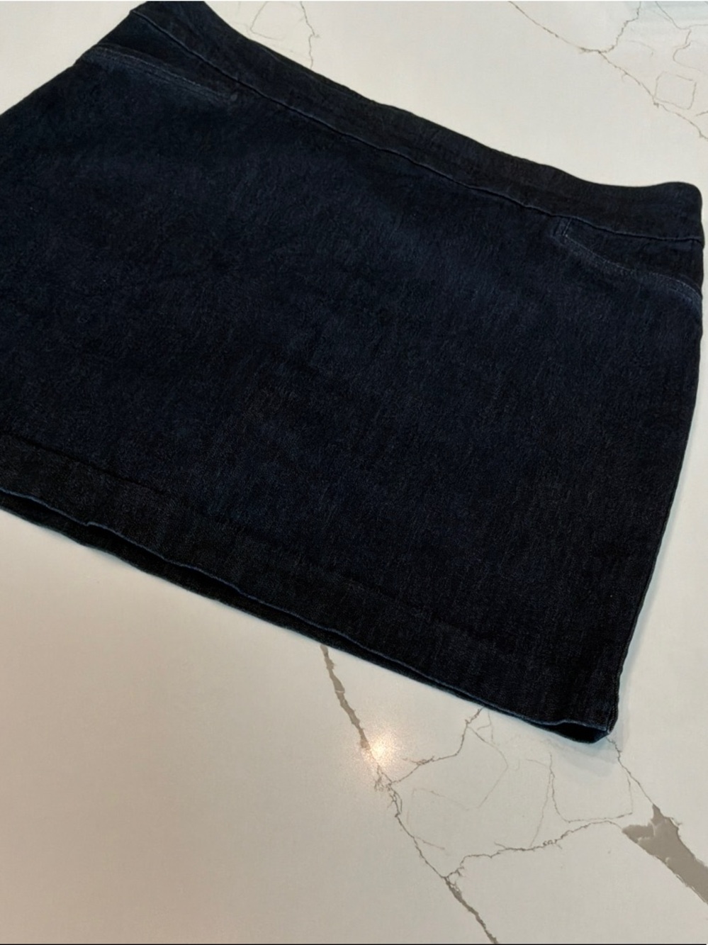 croft & barrow Dark Indigo Blue Denim Waistband Skirt Size 16 Tummy Control